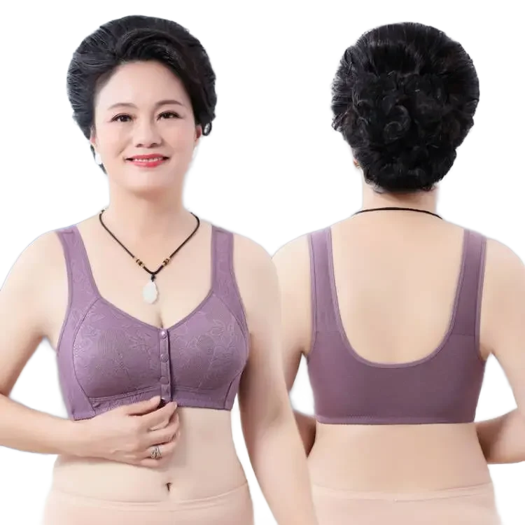 Cotton Bra Everyday - KUCLUT บราผ้าฝ้ายสำหรับผู้หญิงไซส์ใหญ่ สายกว้าง คัพนุ่ม ติดตะขอด้านหน้า ชุดชั้นในสำหรับผู้สูงอายุ