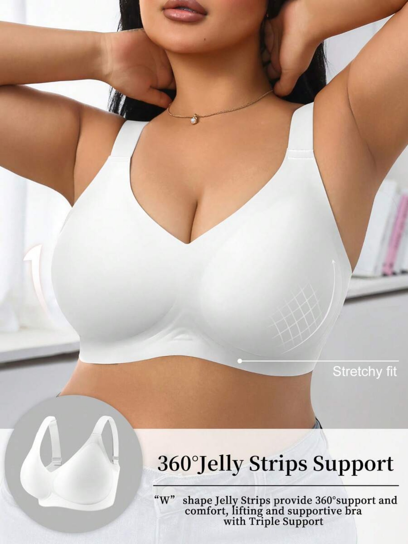 Wirefree Bra Comfort - สปอร์ตบราสำหรับผู้หญิงแบบซัพพอร์ตสูง, บราซิลิโคนเสริมฟองน้ำแบบไร้โครง, บราออกกำลังกายแบบไร้ตะเข็บสายกว้างสวมใส่สบาย