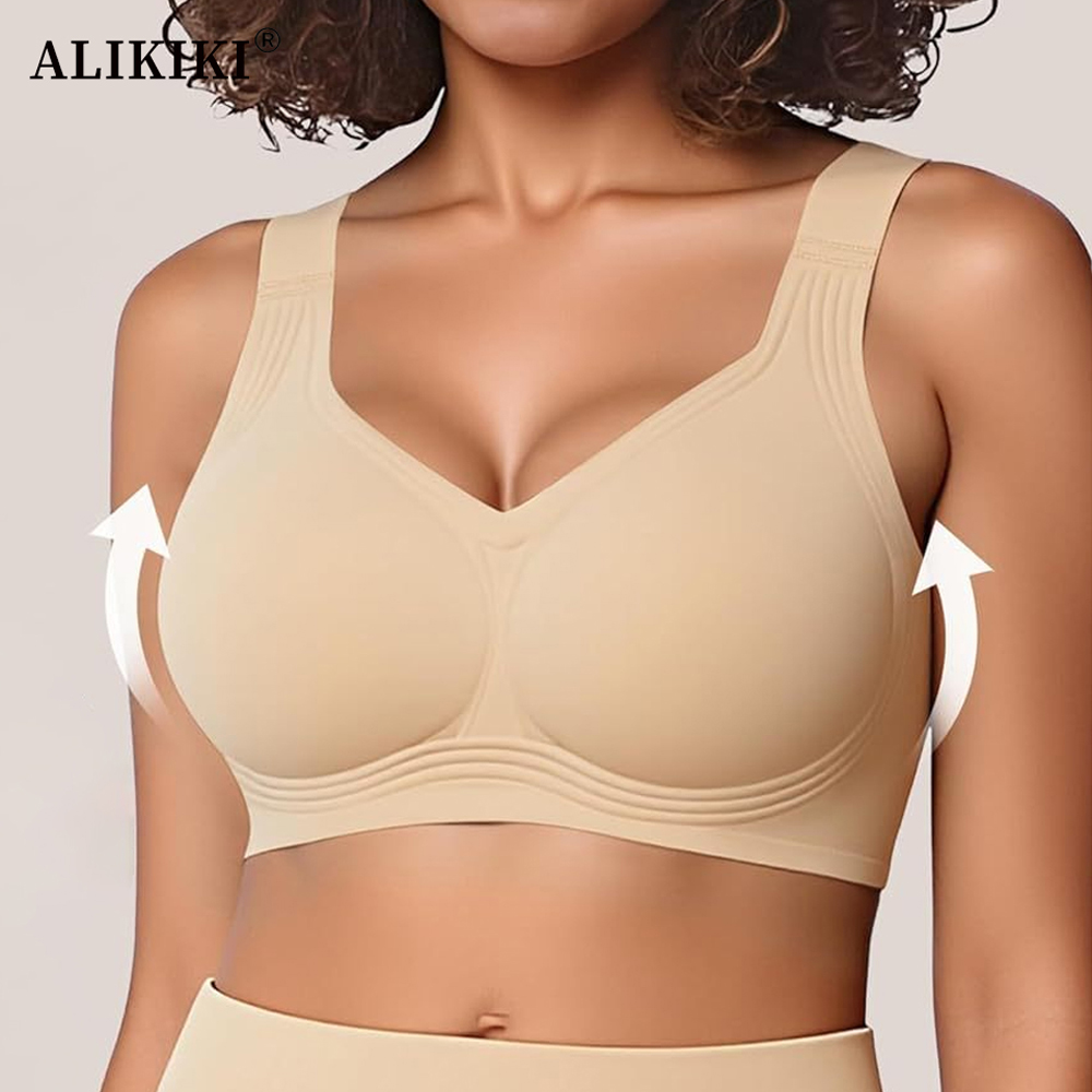 T Shirt Bra Seamless - บราไร้สายแบบดันทรงไร้ตะเข็บ บราเล็ตเต็มทรง รองรับน้ำหนักอย่างนุ่มนวล ซ่อนไขมันด้านหลัง บราใส่กับเสื้อยืด ชุดชั้นในใส่สบายสำหรับทุกวัน
