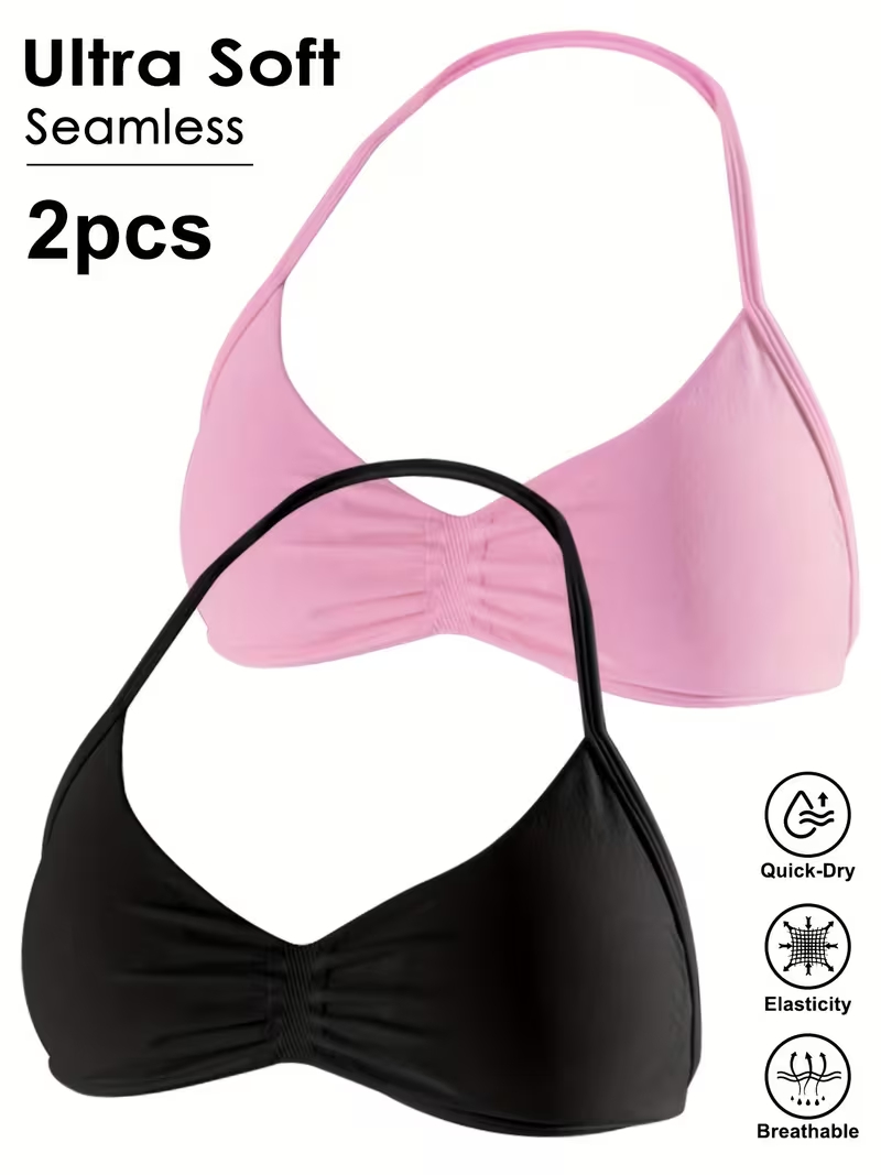 Minimizer Bra Women - เสื้อครอปออกกำลังกายแบบไร้ตะเข็บ 2 ชิ้น เซ็กซี่ เปิดหลัง สำหรับผู้หญิง