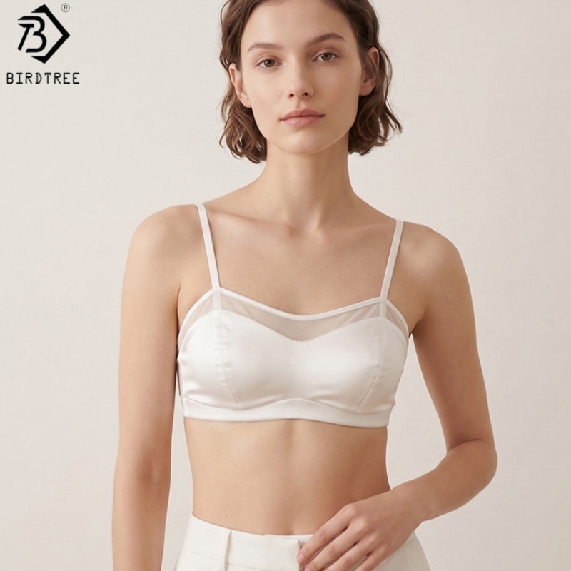 Sheer Mesh Bra - Birdtree, บรา 19 มม. ผ้าไหมแท้ 93%